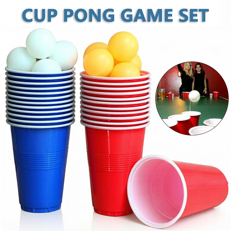 Table Tennis Kit - Bierpong-spelset & partybekers met pingpongballen, recycleerbare